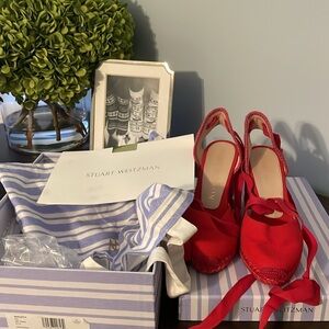 Stuart Weitzman Red Espadrille Sandals
